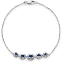 14K White Gold Complete 5-Stone Marquise Sapphire Bracelet - 0.16 Carats, 0.09 Carats, 0.079 Carats Total Sapphire Weight by Monteluci Fine Jewelry