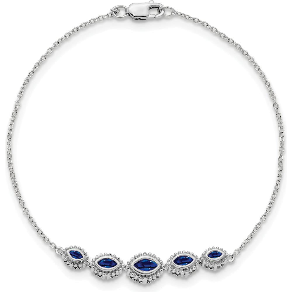 14K White Gold Complete 5-Stone Marquise Sapphire Bracelet - 0.16 Carats, 0.09 Carats, 0.079 Carats Total Sapphire Weight by Monteluci Fine Jewelry