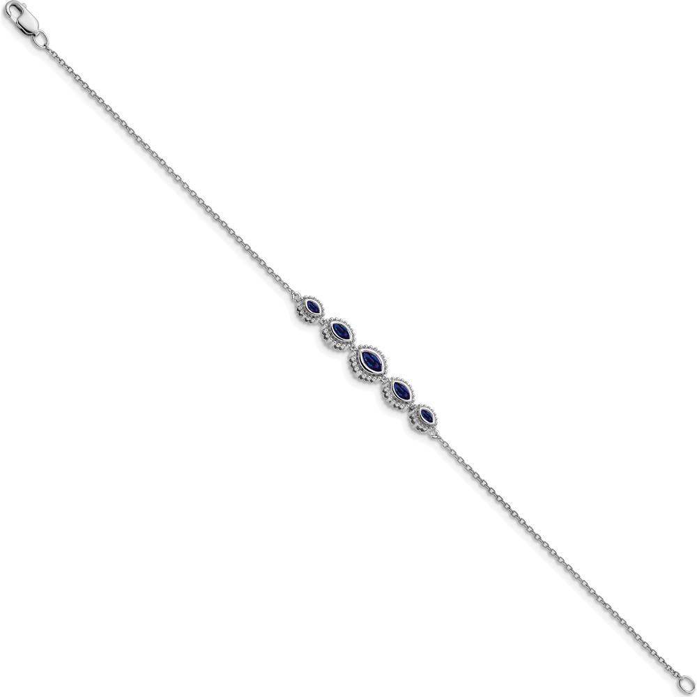 14K White Gold Complete 5-Stone Marquise Sapphire Bracelet - 0.16 Carats, 0.09 Carats, 0.079 Carats Total Sapphire Weight by Monteluci Fine Jewelry