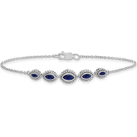 14K White Gold Complete 5-Stone Marquise Sapphire Bracelet - 0.16 Carats, 0.09 Carats, 0.079 Carats Total Sapphire Weight by Monteluci Fine Jewelry