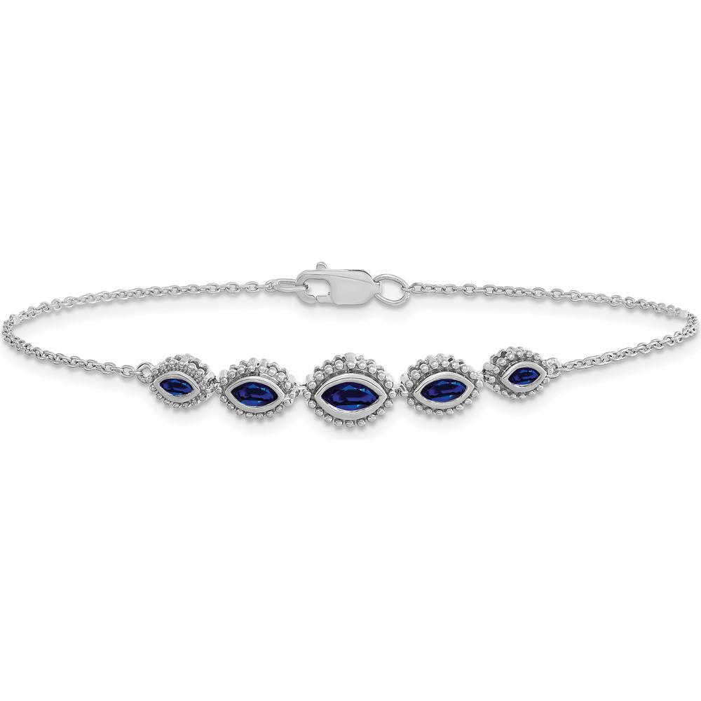 14K White Gold Complete 5-Stone Marquise Sapphire Bracelet - 0.16 Carats, 0.09 Carats, 0.079 Carats Total Sapphire Weight by Monteluci Fine Jewelry