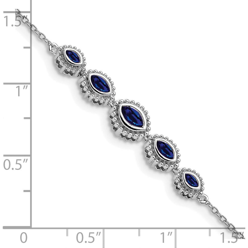 14K White Gold Complete 5-Stone Marquise Sapphire Bracelet - 0.16 Carats, 0.09 Carats, 0.079 Carats Total Sapphire Weight by Monteluci Fine Jewelry