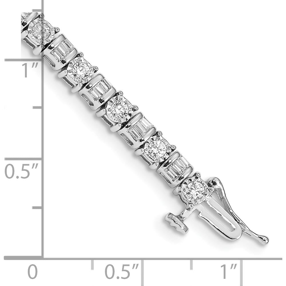 14K White Gold Complete 7" Tennis Bracelet with Round and Baguette Diamonds - 2.0 Carats Total Diamond Weight by Monteluci Fine Jewelry