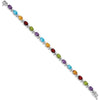 14K White Gold Complete Alternating Oval Amethyst/Peridot/Garnet/Citrine/Swiss Blue Topaz 7" Rainbow Bracelet by Monteluci Fine Jewelry