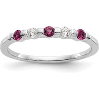 14K White Gold Complete Band with 0.05 Carat Round Rubies and 0.05 Carat Round Diamonds by 0