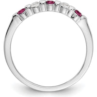 14K White Gold Complete Band with 0.05 Carat Round Rubies and 0.05 Carat Round Diamonds by 0