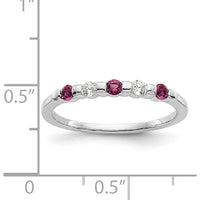 14K White Gold Complete Band with 0.05 Carat Round Rubies and 0.05 Carat Round Diamonds by 0