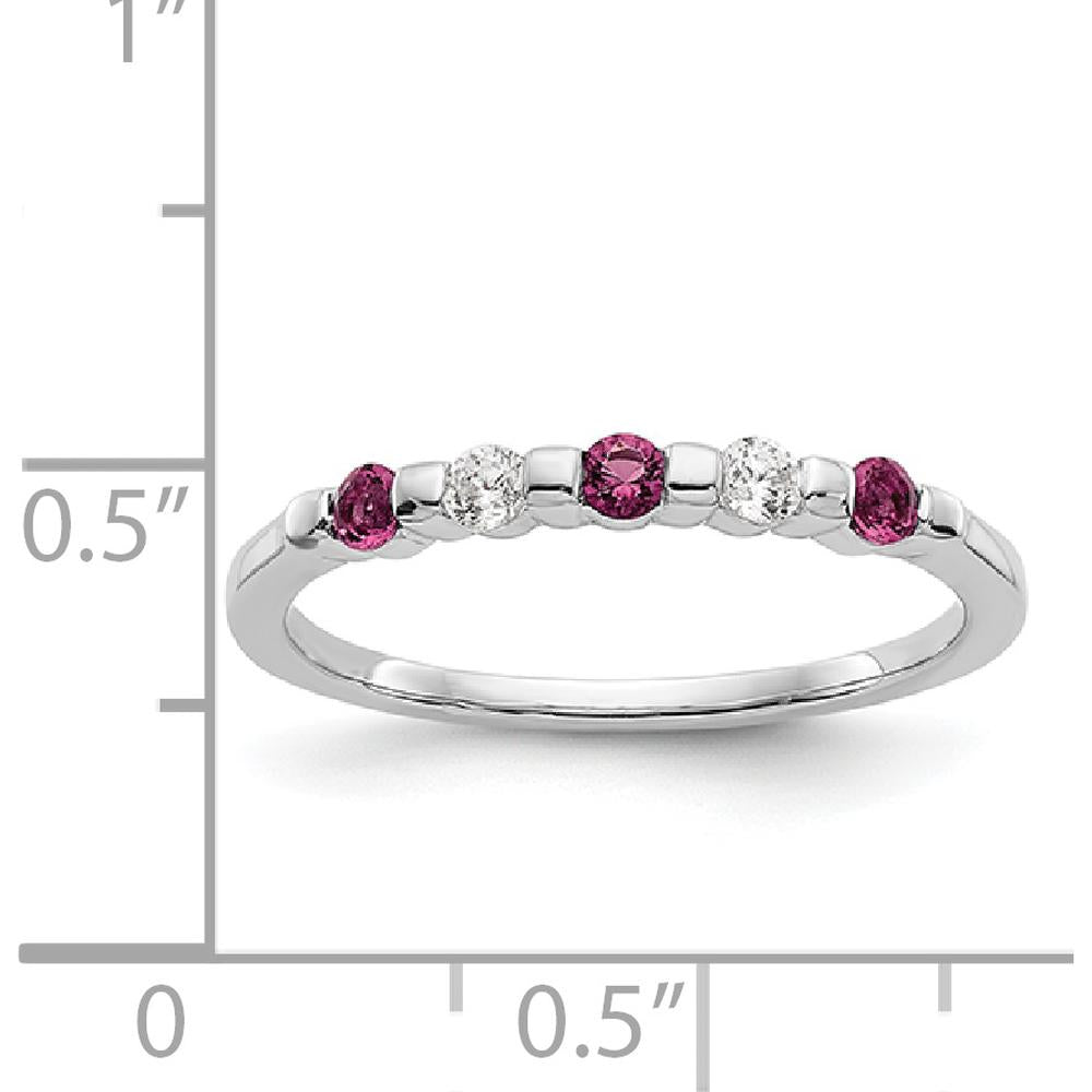 14K White Gold Complete Band with 0.05 Carat Round Rubies and 0.05 Carat Round Diamonds by 0