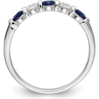 14K White Gold Complete Band with Round Blue Sapphires and Diamonds - 0.10 Carat Sapphire & 0.10 Carat Diamond Total Weight by 0