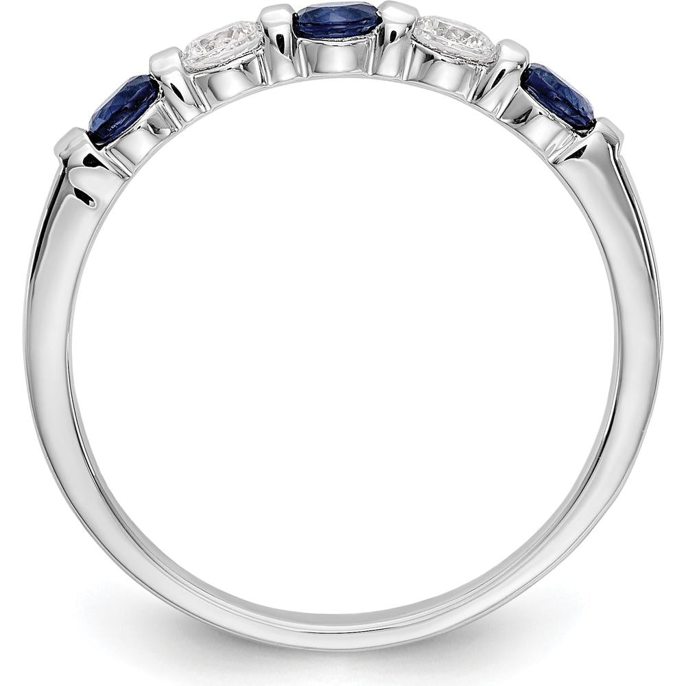 14K White Gold Complete Band with Round Blue Sapphires and Diamonds - 0.10 Carat Sapphire & 0.10 Carat Diamond Total Weight by 0