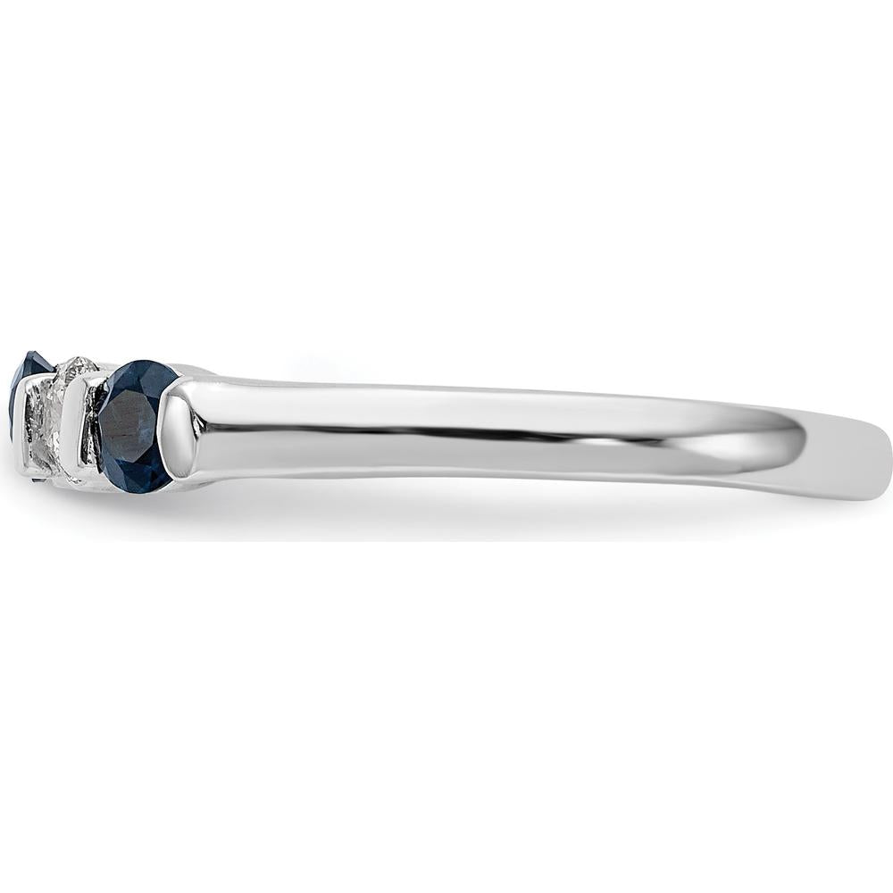 14K White Gold Complete Band with Round Blue Sapphires and Diamonds - 0.10 Carat Sapphire & 0.10 Carat Diamond Total Weight by 0