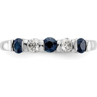 14K White Gold Complete Band with Round Blue Sapphires and Diamonds - 0.10 Carat Sapphire & 0.10 Carat Diamond Total Weight by 0