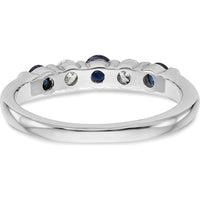 14K White Gold Complete Band with Round Blue Sapphires and Diamonds - 0.10 Carat Sapphire & 0.10 Carat Diamond Total Weight by 0