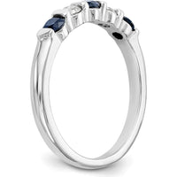 14K White Gold Complete Band with Round Blue Sapphires and Diamonds - 0.10 Carat Sapphire & 0.10 Carat Diamond Total Weight by 0