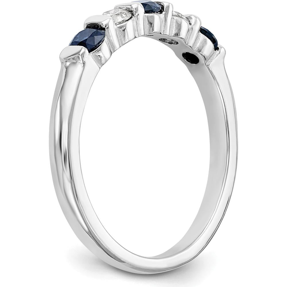 14K White Gold Complete Band with Round Blue Sapphires and Diamonds - 0.10 Carat Sapphire & 0.10 Carat Diamond Total Weight by 0