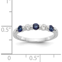 14K White Gold Complete Band with Round Blue Sapphires and Diamonds - 0.10 Carat Sapphire & 0.10 Carat Diamond Total Weight by 0