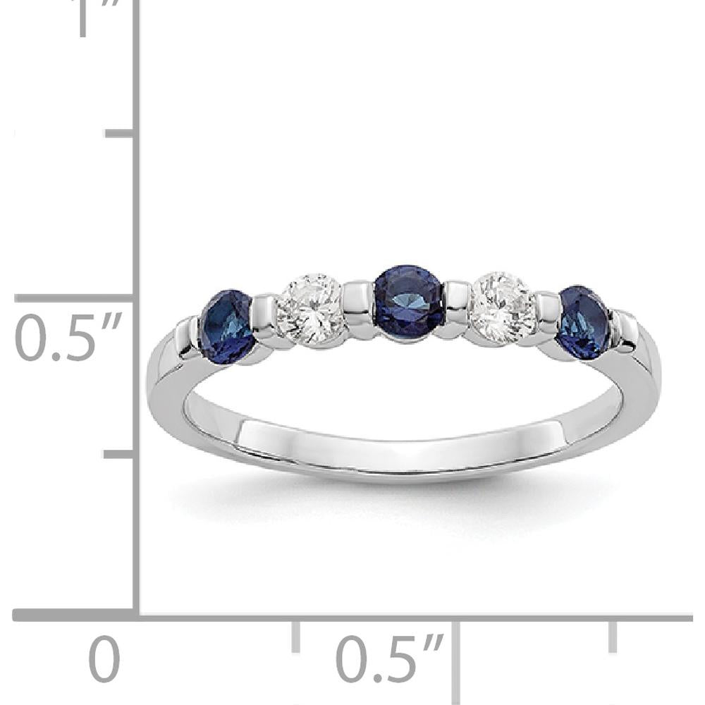 14K White Gold Complete Band with Round Blue Sapphires and Diamonds - 0.10 Carat Sapphire & 0.10 Carat Diamond Total Weight by 0