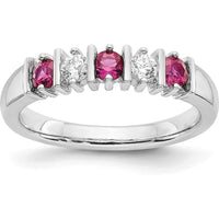 14K White Gold Complete Band with Round Rubies and Diamonds - 0.20 Carat Total Gemstone Weight by 0