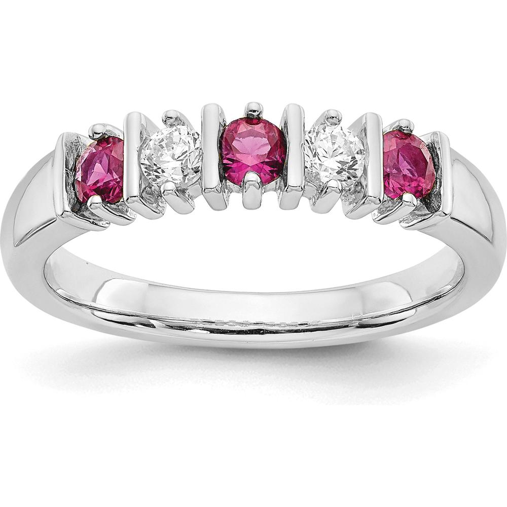 14K White Gold Complete Band with Round Rubies and Diamonds - 0.20 Carat Total Gemstone Weight by 0