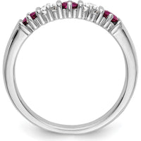 14K White Gold Complete Band with Round Rubies and Diamonds - 0.20 Carat Total Gemstone Weight by 0