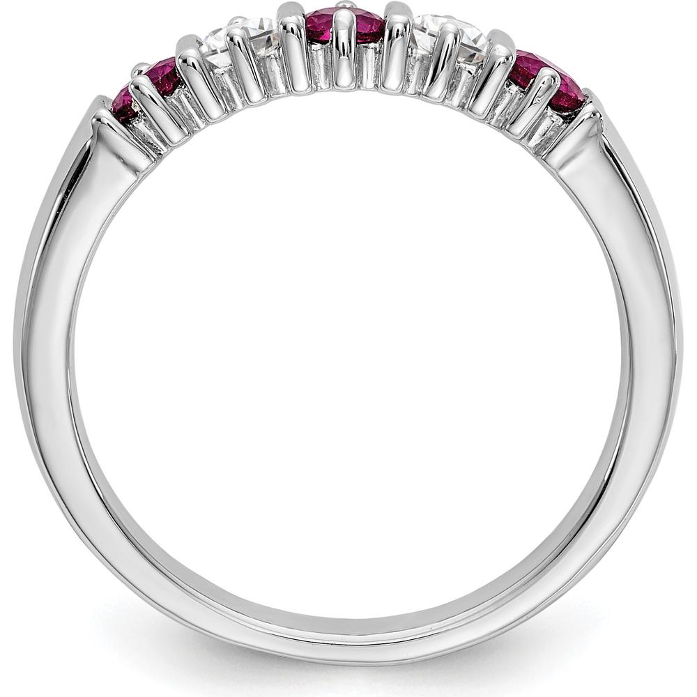 14K White Gold Complete Band with Round Rubies and Diamonds - 0.20 Carat Total Gemstone Weight by 0