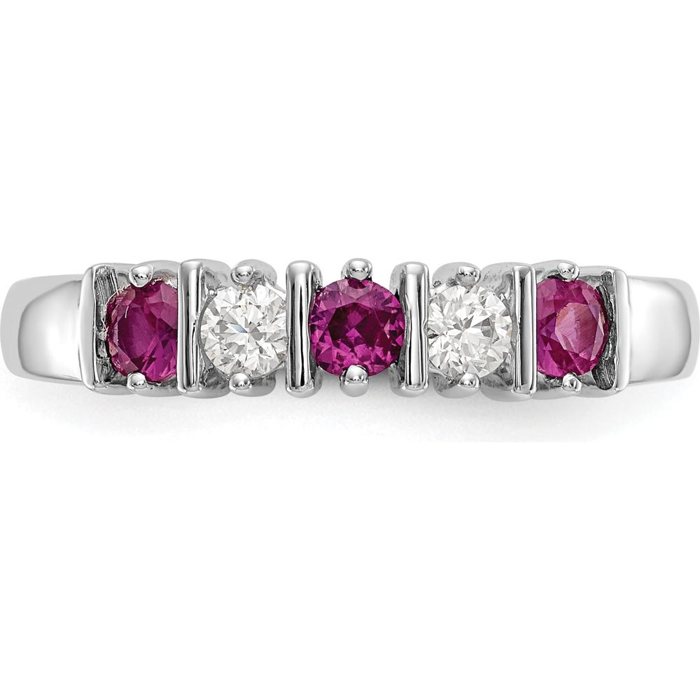 14K White Gold Complete Band with Round Rubies and Diamonds - 0.20 Carat Total Gemstone Weight by 0