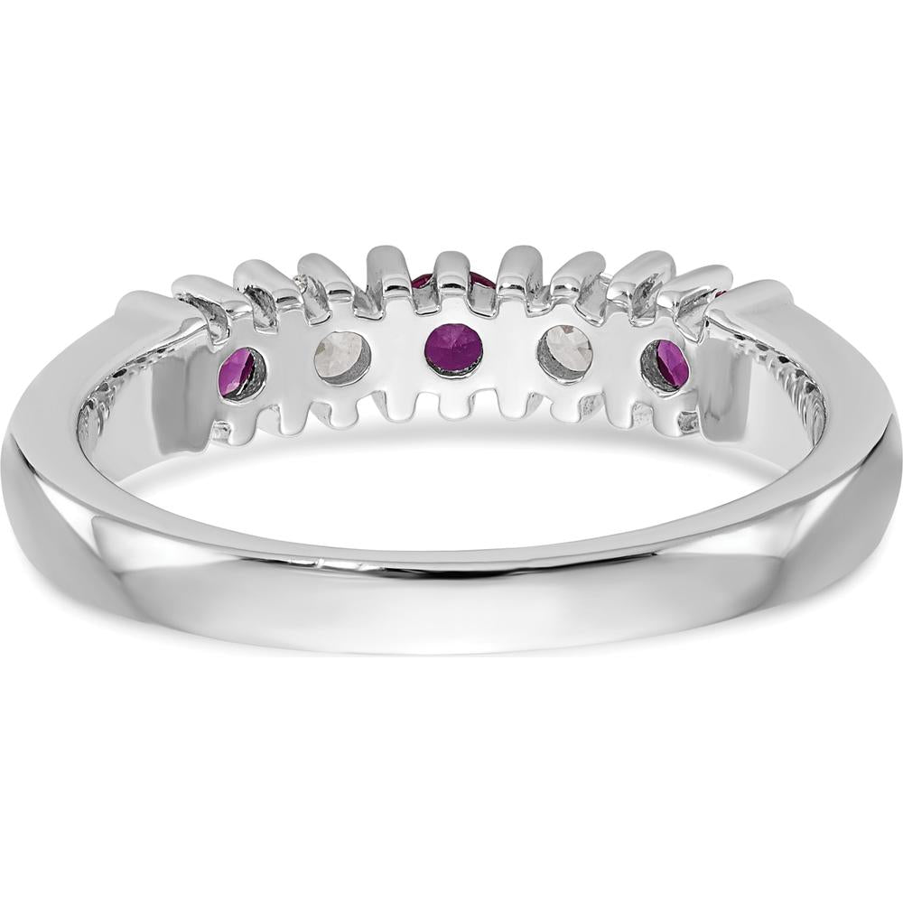 14K White Gold Complete Band with Round Rubies and Diamonds - 0.20 Carat Total Gemstone Weight by 0