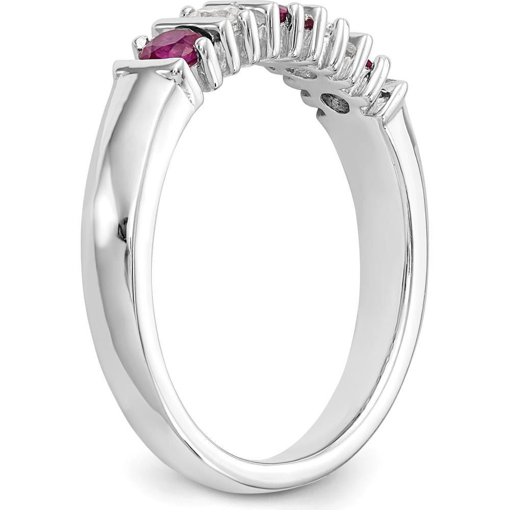 14K White Gold Complete Band with Round Rubies and Diamonds - 0.20 Carat Total Gemstone Weight by 0