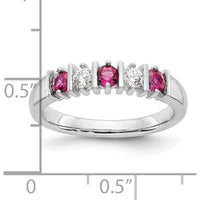 14K White Gold Complete Band with Round Rubies and Diamonds - 0.20 Carat Total Gemstone Weight by 0