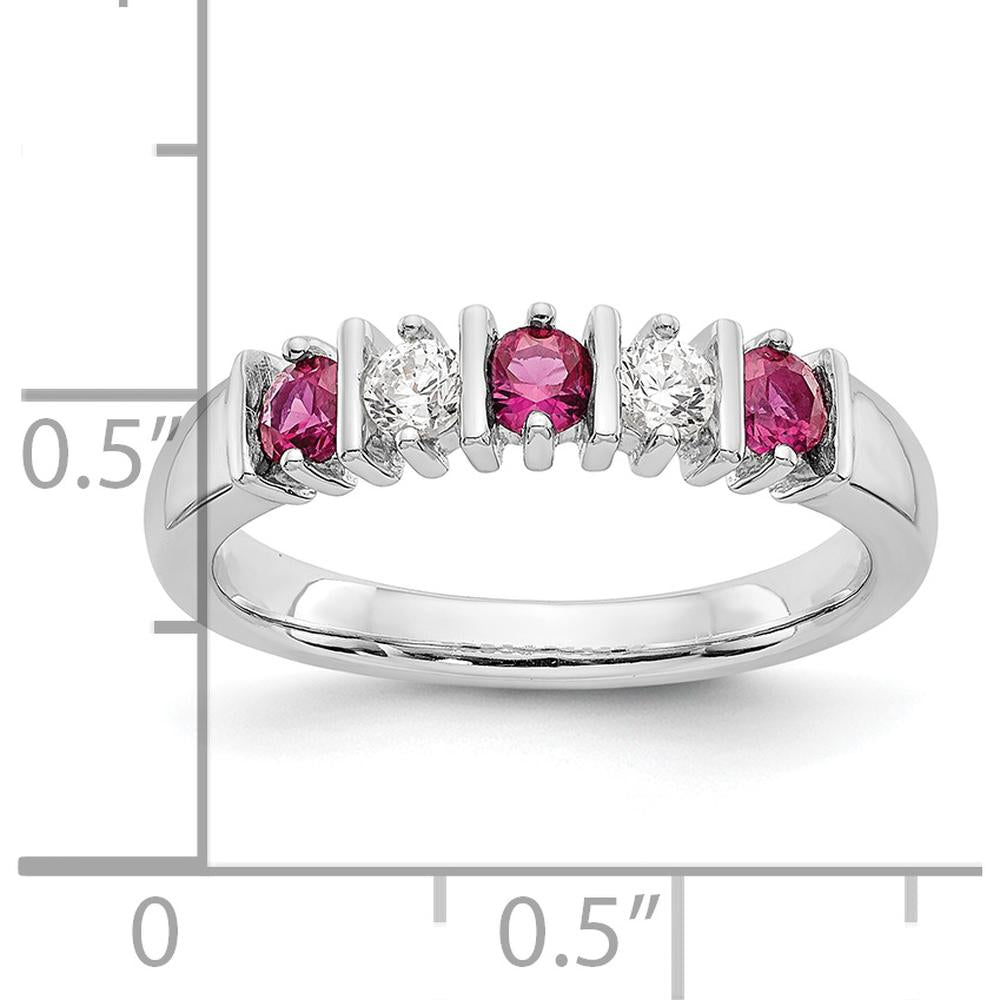 14K White Gold Complete Band with Round Rubies and Diamonds - 0.20 Carat Total Gemstone Weight by 0