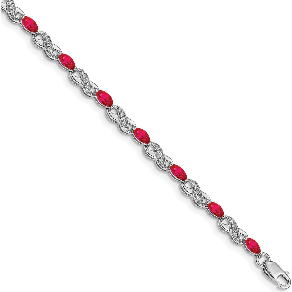 14K White Gold Complete Diamond and Marquise Ruby Infinity Bracelet - 0.14 Carats Total Ruby Weight, 0.004 Carats Total Diamond Weight by Monteluci Fine Jewelry