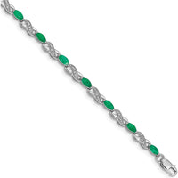 14K White Gold Complete Diamond and Oval Emerald Infinity Bracelet - 0.14 Carats Total Emerald Weight by Monteluci Fine Jewelry