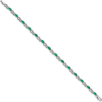 14K White Gold Complete Diamond and Oval Emerald Infinity Bracelet - 0.14 Carats Total Emerald Weight by Monteluci Fine Jewelry