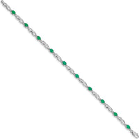 14K White Gold Complete Diamond and Oval Emerald Infinity Link Bracelet - 0.22 Carats Total Emerald Weight, 0.01 Carats Total Diamond Weight by Monteluci Fine Jewelry