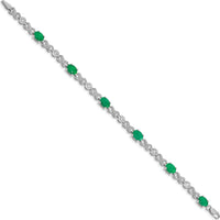 14K White Gold Complete Diamond and Oval Emerald Infinity Link Bracelet - 0.75 Carats Total Emerald Weight, 0.035 Carats Total Diamond Weight by Monteluci Fine Jewelry
