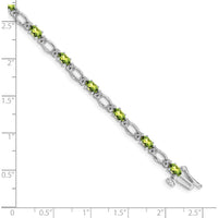 14K White Gold Complete Diamond and Oval Peridot Heart Accent Bracelet - 0.25 Carats Total Peridot Weight, 0.004 Carats Total Diamond Weight by Oro Pregiato