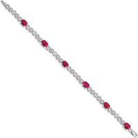 14K White Gold Complete Diamond and Oval Ruby Infinity Link 7.25" Bracelet - 0.75 Carats Ruby, 0.035 Carats Diamond Total Weight by Monteluci Fine Jewelry