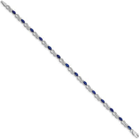 14K White Gold Complete Diamond and Oval Sapphire Infinity 7.25" Bracelet - 0.14 Carats Sapphire, 0.016 Carats Diamond by Monteluci Fine Jewelry