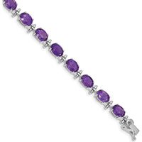 14K White Gold Complete Oval Amethyst 7" Bracelet - 11.2 Carats Total Amethyst Weight by Monteluci Fine Jewelry