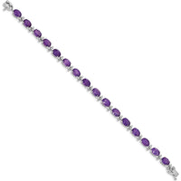 14K White Gold Complete Oval Amethyst 7" Bracelet - 11.2 Carats Total Amethyst Weight by Monteluci Fine Jewelry