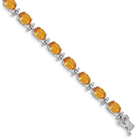 14K White Gold Complete Oval Citrine Bracelet - 0.7 Carats Total Citrine Weight by Oro Pregiato