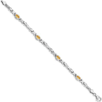 14K White Gold Complete Oval Citrine Fancy Link 7" Bracelet - 0.48 Carats Total Citrine Weight by Monteluci Fine Jewelry