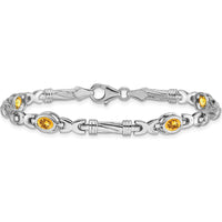 14K White Gold Complete Oval Citrine Fancy Link 7" Bracelet - 0.48 Carats Total Citrine Weight by Monteluci Fine Jewelry