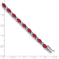 14K White Gold Complete Oval Lab-Created Ruby and Diamond Bracelet - 0.54 Carats Ruby Total Weight by Monteluci Fine Jewelry