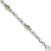 14K White Gold Complete Oval Peridot Fancy Link Bracelet - 0.45 Carats Total Peridot Weight by Monteluci Fine Jewelry