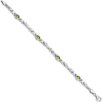 14K White Gold Complete Oval Peridot Fancy Link Bracelet - 0.45 Carats Total Peridot Weight by Monteluci Fine Jewelry