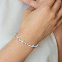 14K White Gold Complete Oval Swiss Blue Topaz Fancy Link 7" Bracelet - 0.56 Carats Total Topaz Weight by Monteluci Fine Jewelry