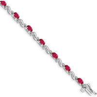 14K White Gold Complete Ruby and Diamond Curved Link Bracelet - 0.32 Carats Ruby Total Weight by Monteluci Fine Jewelry