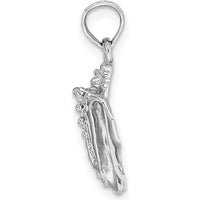 14K White Gold Conch Shell Charm with Textured Finish - Polished Rhodium Plated by Oro Pregiato