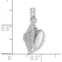 14K White Gold Conch Shell Charm with Textured Finish - Polished Rhodium Plated by Oro Pregiato